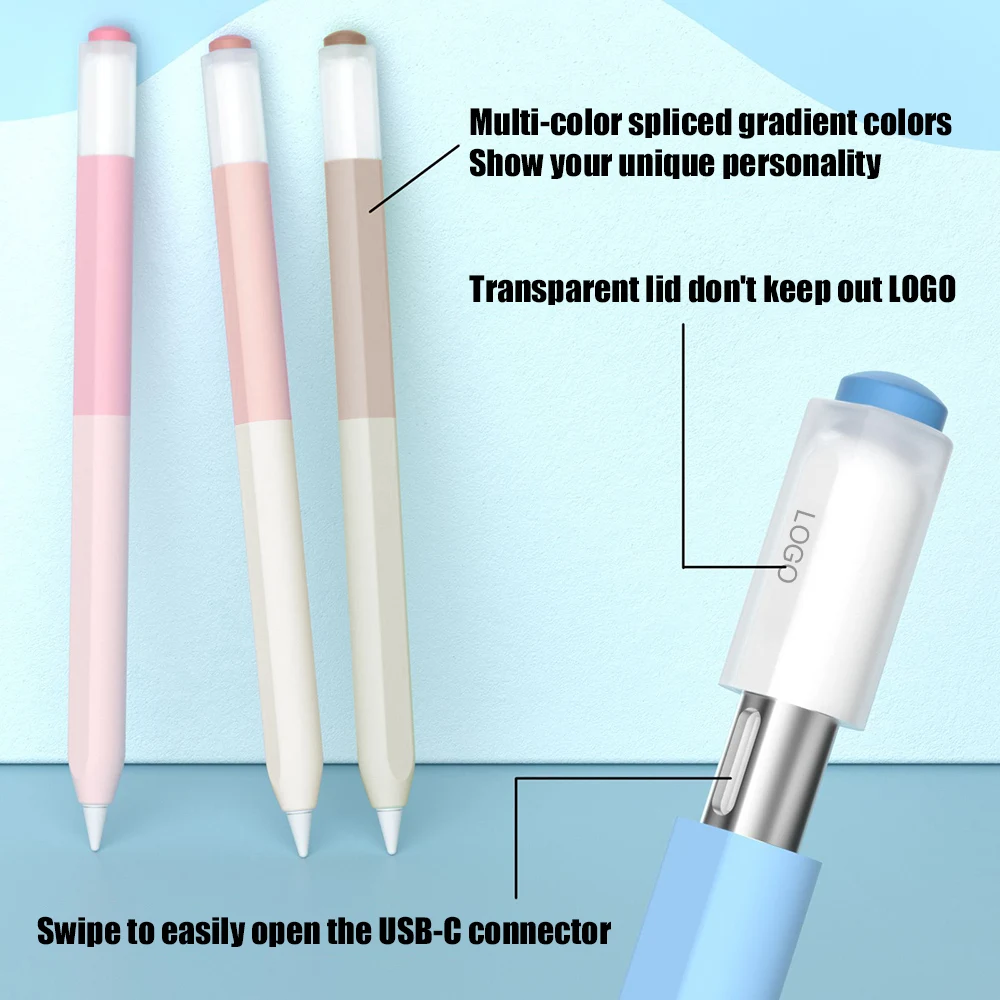 Silicone Split Pen Case For Apple Pencil 3 USB‑C Anti‑Slip Protective Cover Support USB‑C Charging Magnetic Adsorption Sleeve