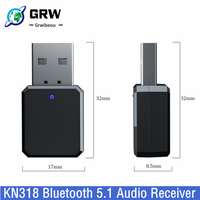 KN318 Bluetooth 5.1 Audio Receiver Dual Output AUX USB Stereo Car Hands-Free Call Wireless Adapter Video Receiver Audio Adapter