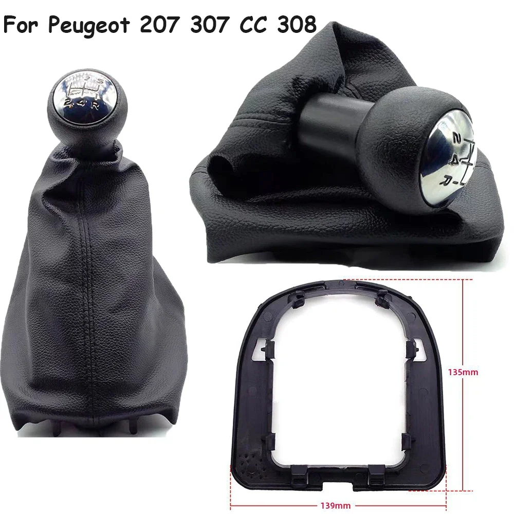 5 Speed Gear Shift Knob For Peugeot 207 307 CC 308 Shifter Lever Stick Gaiter Boot Cover PU Car Accessories Gear Shifter Knob