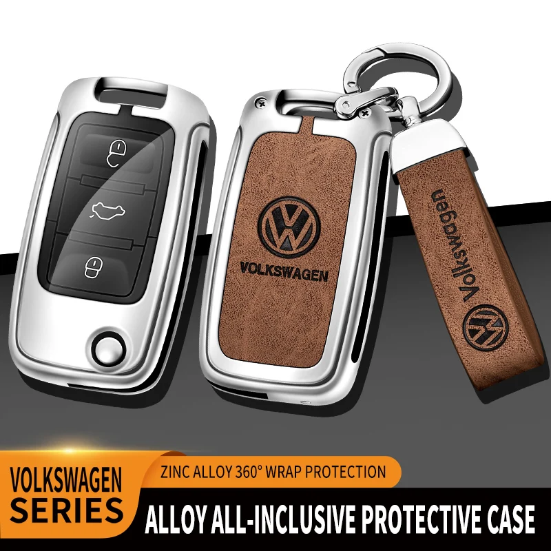 Car TPU Zinc Alloy Key Case Bag Car KeyChain Metal Key Shell For Volkswagen VW Polo Tiguan Golf 4 5 Jetta Beetle Scirocco Passat