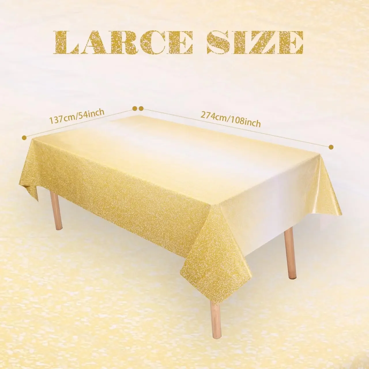 Ombre Rose Gold Glitter Plastic Tablecloth Waterproof Disposable Gradient Sequin Cover for Birthday Wedding Decor 54x108 Inch