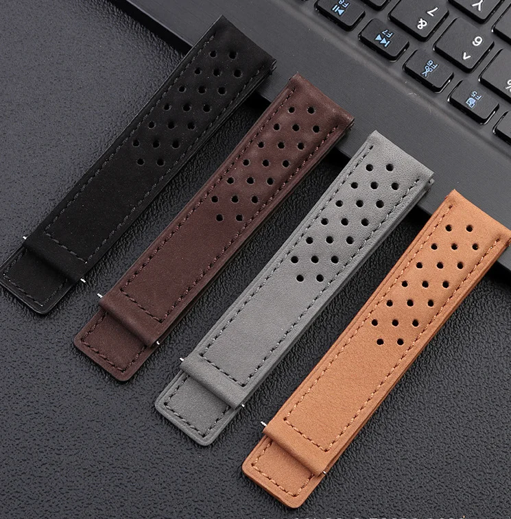 20 22 24mm Cowhide Leather Bracelet for TAG HEUER CARRERA Monaco Series Frosted Genuine Leather Watchband Wristbelt Brown Band