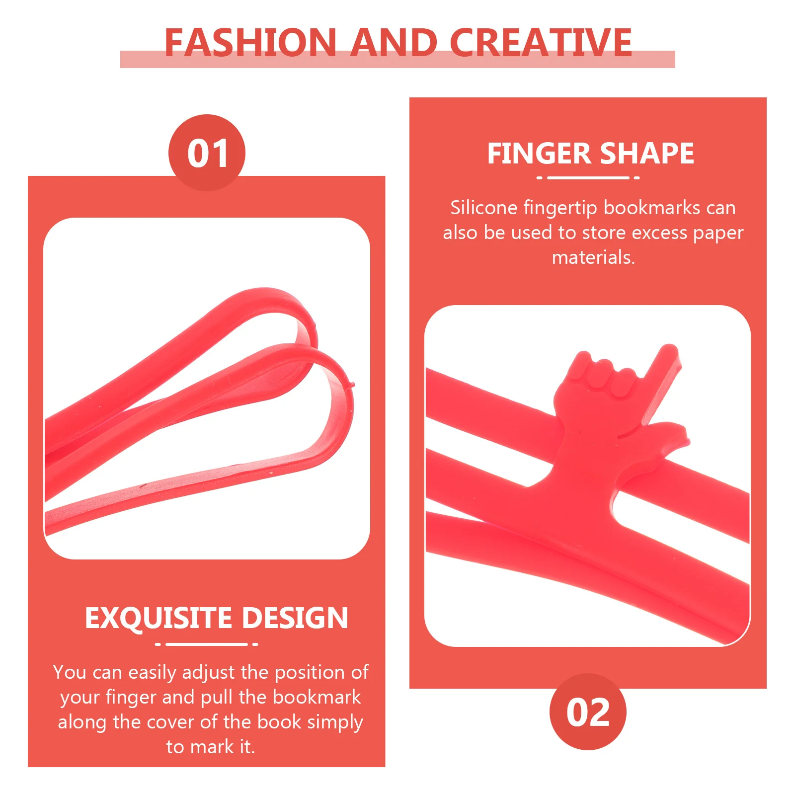 7Pcs Silicone Bookmarks Lovely Finger Point Bookmark Portable Funny Bookmark for Books Clips Papers Office Organization Tool