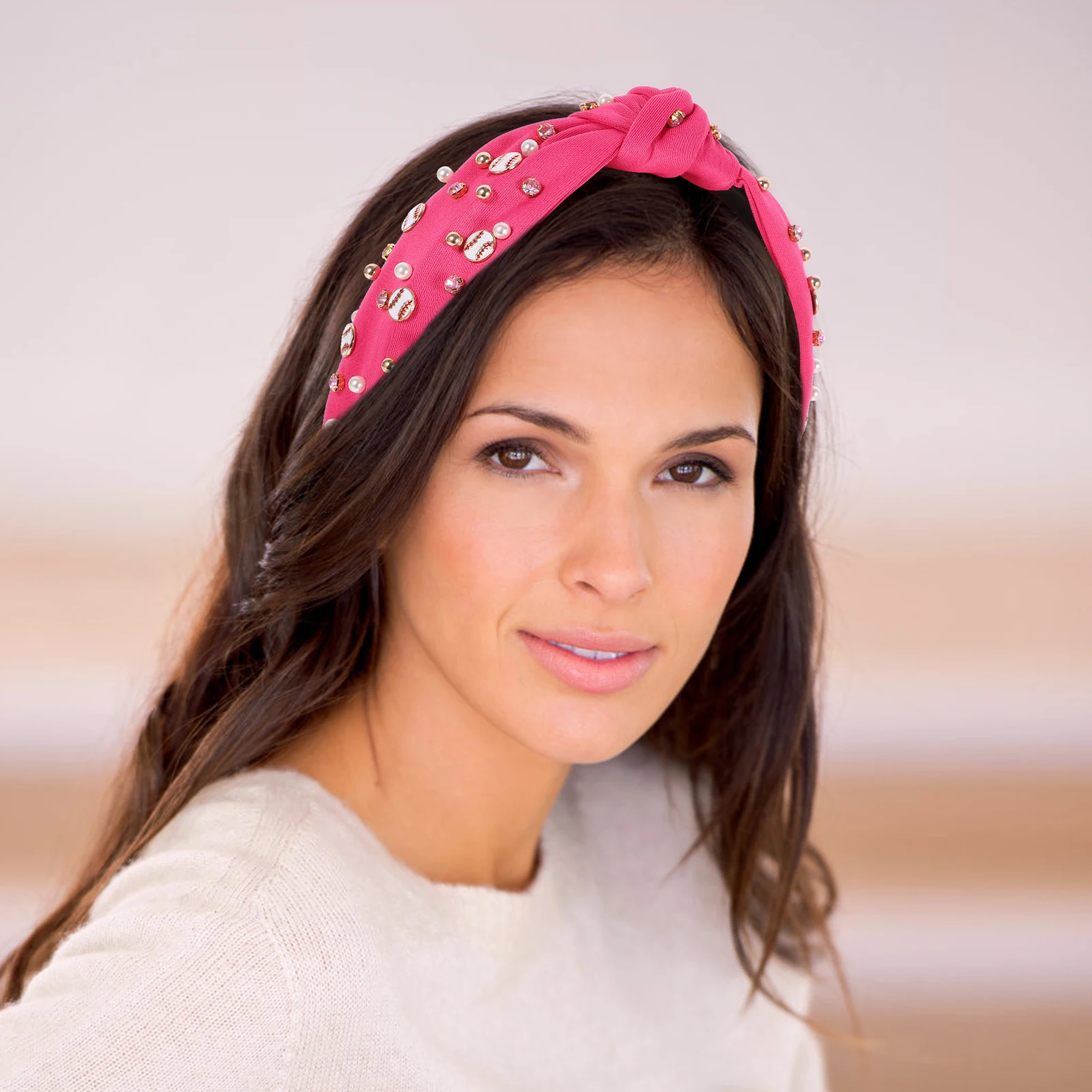 عصابات رأس نسائية رياضية للشعر معقودة على الموضة الرياضية وإكسسوارات البيسبول