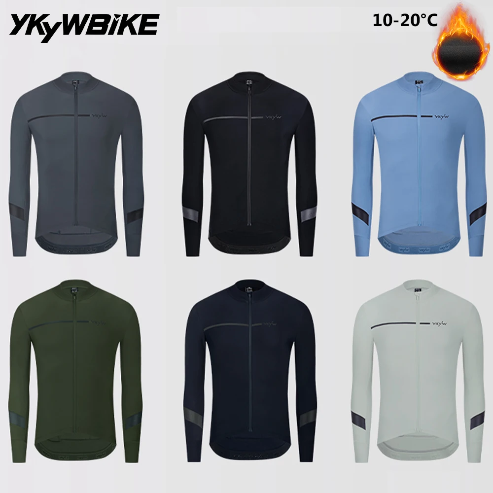 

YKYWBIKE Men's Winter Cycling Jersey Warm Road Bike Thin Soft Fleece Jacket Bicycle Jersey Breathable MTB Cycling Clothes