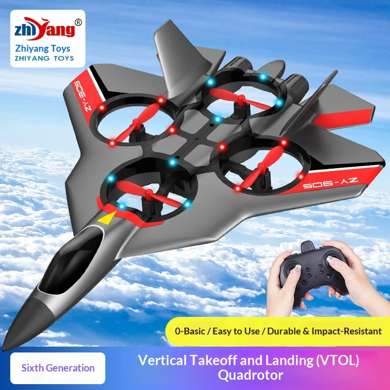 Zhiyang Toys Zy 905 Su57 Remote Control Fighter Airplane Foam Fixed Height Four Rotor Crash Resistant Vertical Takeoff Outdoor