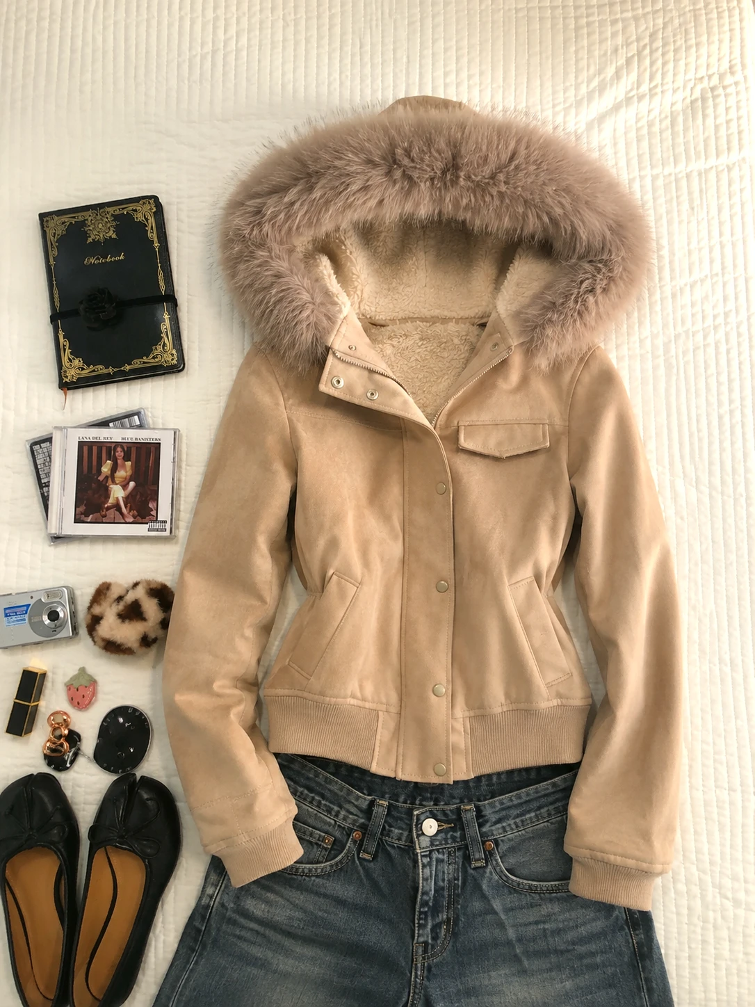 Korean Fashion Warm Soft Fabric 2026 Autumn Women Faux Fur Parkas Coats Y2K American Vintage Cotton‑padded Jacket Casual Outwear