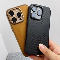 Luxury 3D Water Ripple Shockproof Matte Case for iPhone 16 Plus 14 15 Pro 13 pro max Metal Lens Bumper Soft Edge Hard Back Cover