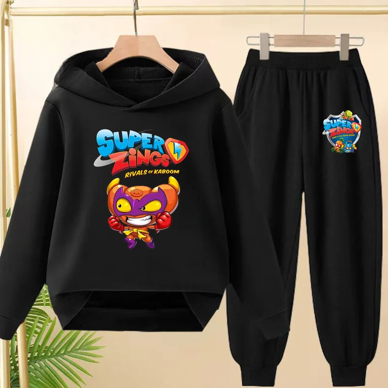 

3-12 Age 2Piece Boy Girl Anime Print Children Outerwear Hoodie+Trousers Leisure Pullover Hooded Autumn Winter Outdoor Sportswear