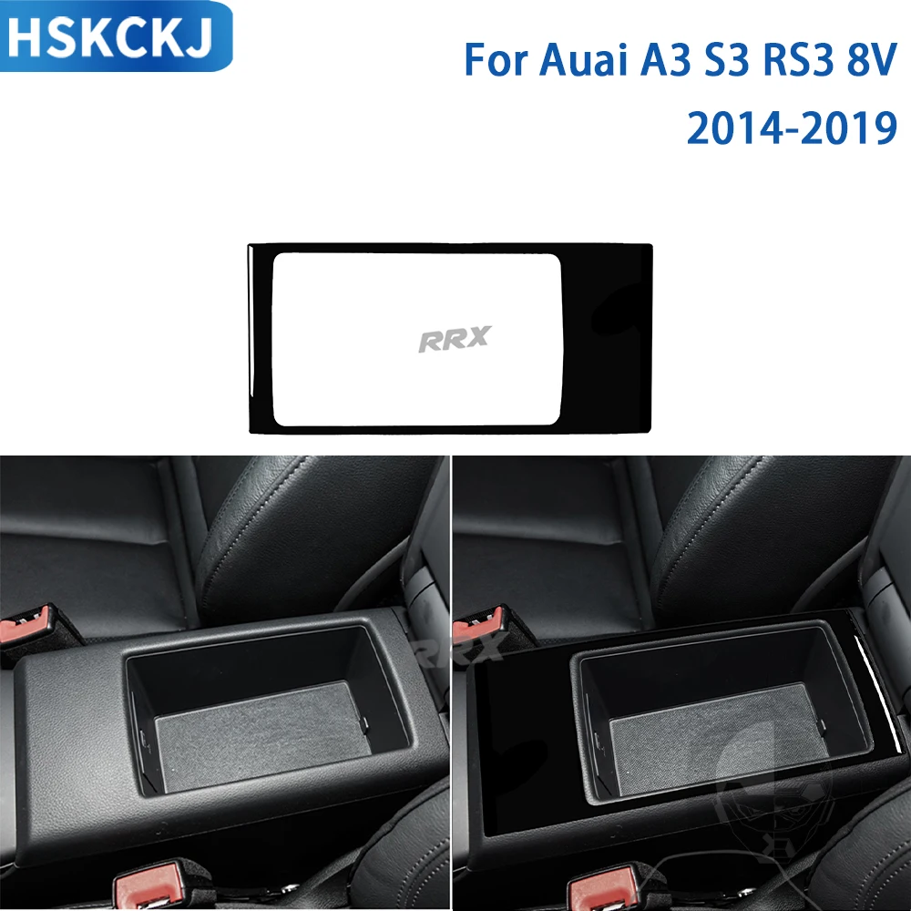 

For Audi A3 S3 RS3 8V 2014 2015 2016 2017 2018 2019 Accessories Car Interior Handrail Box Panel Trim Sticker Black Plastic