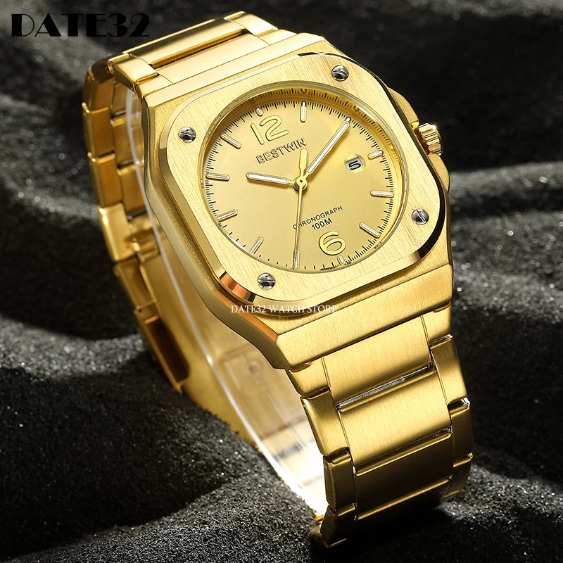 Luxury Men Watch Large Big Dial Square Quartz Wristwatch Sliver Gold Black Blue Reloj New Style Watches Business Man Brand Clock