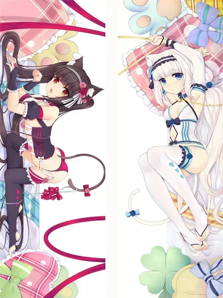 Japońskie Anime poszewki na poduszki NEKOPARA Chocolat vanilla Azuki cokos klon cynamon Dakimakura Body poszewka z postacią do przytulania Case