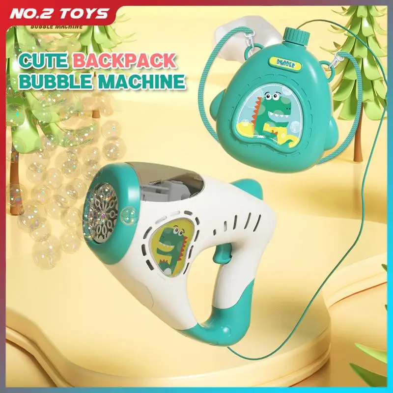 Pistola de bolha automática portátil para crianças, máquina de bolha de segurar, brinquedo mochila para crianças, 10 furos