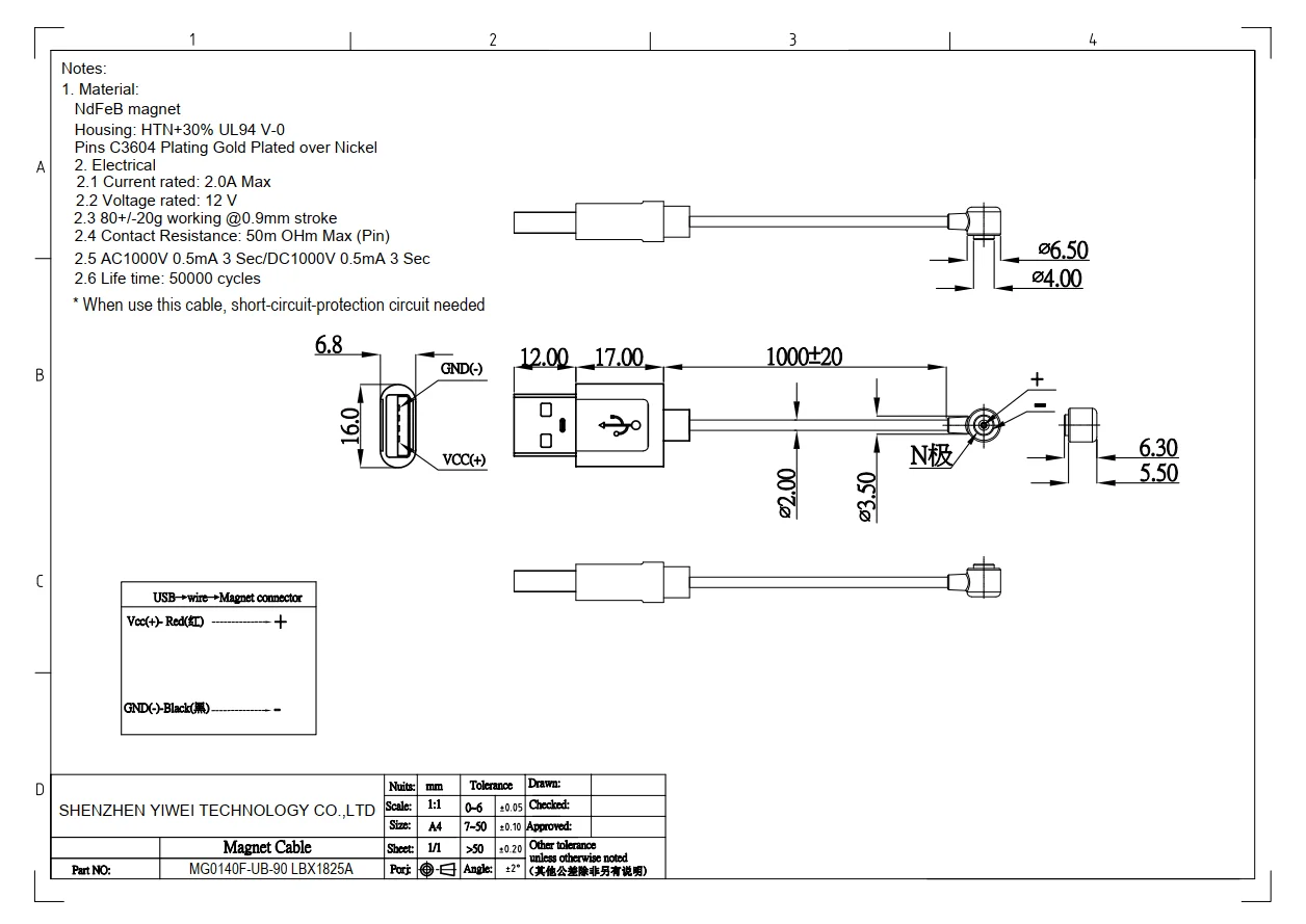 1 Satz magnetischer kreisförmiger PogoPin-Stecker, 2 A, männlich, weiblich, federbelastet, 4,0 5,0, 6,0 7,5 8,5 10,0 DC-Ladegerät, USB-Typ-C-Kabel – Detail 3