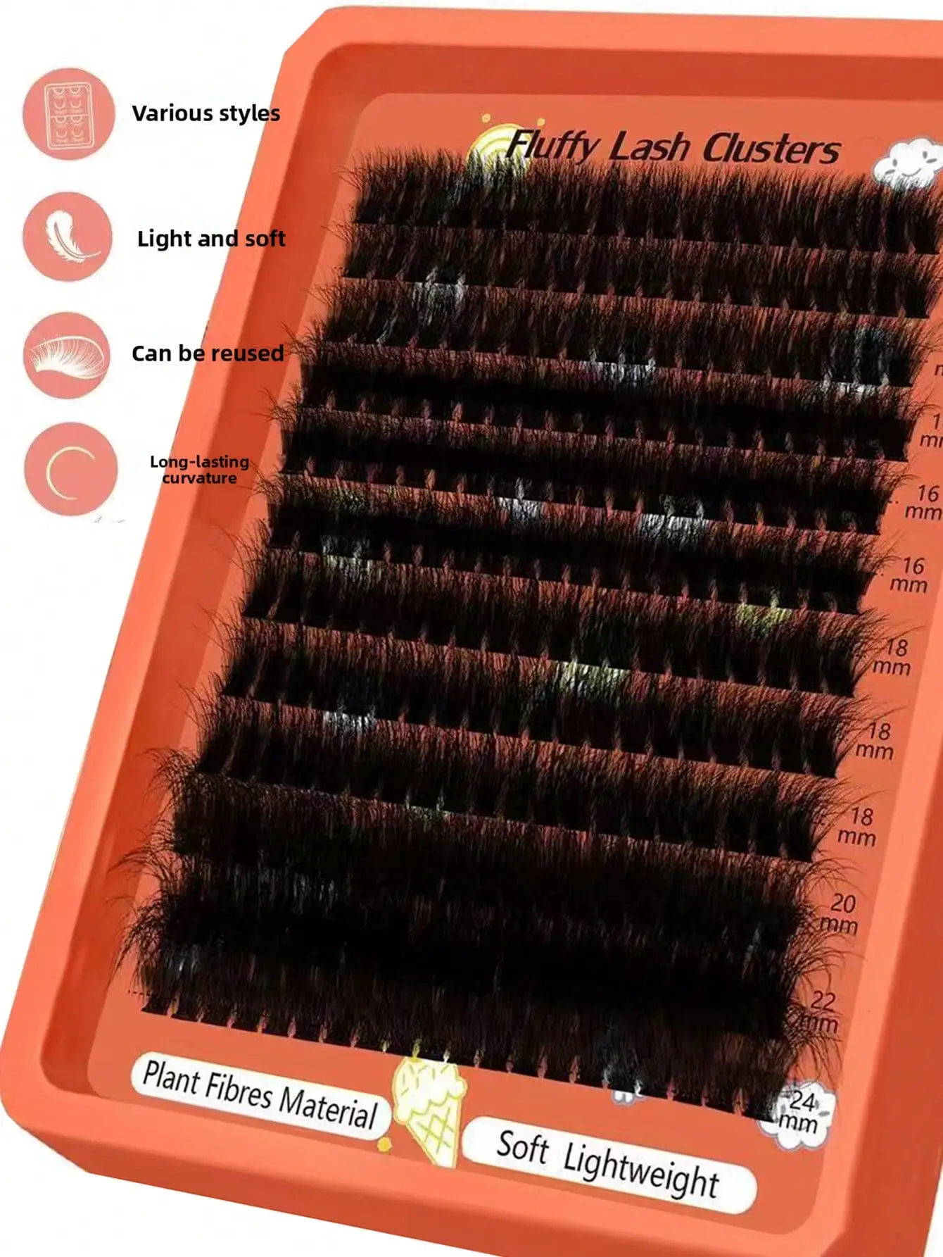 DIY Cluster Wimpern 80D-100D 8D 0,07mm D-Curl 14-22mm Gemischte Länge Dicht Voluminös Einfach Anzubringen Wiederverwendbar Weich für Anfänger – Detail 4