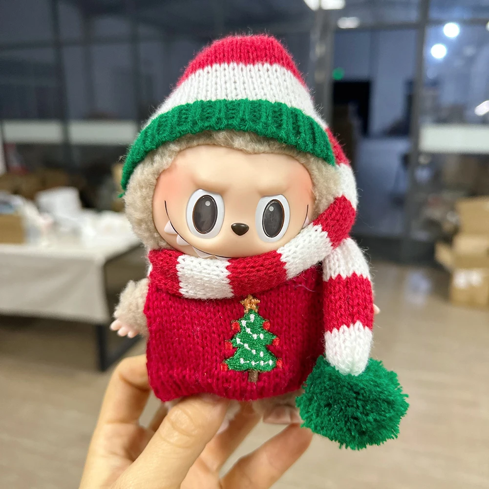 Mini Plush Doll'S Clothes Outfit Accessories For Korea Kpop Labubu V2 Idol Sit down party christmas cookie man love hat Clothing