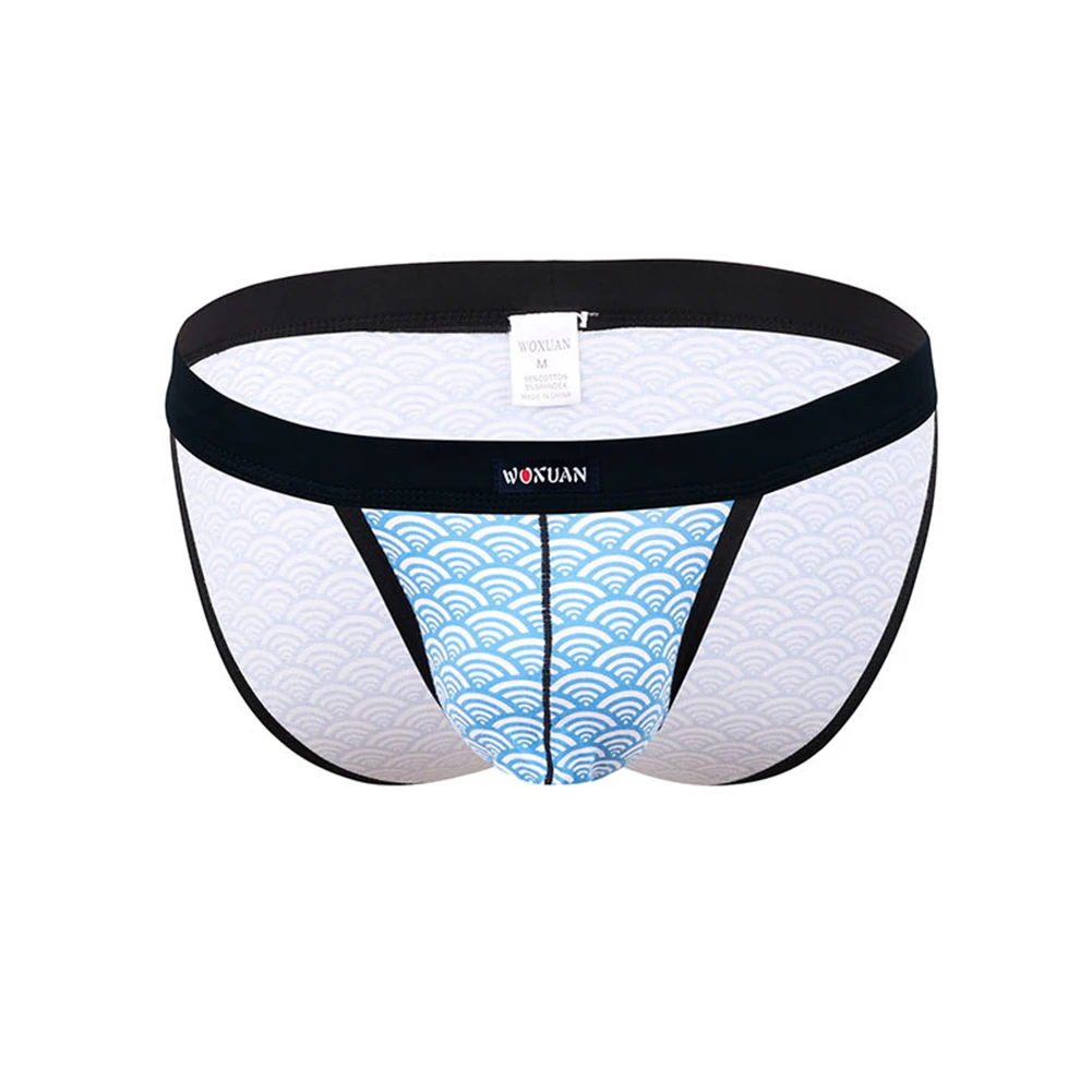 

Men's Sexy Low Waist Panties Bulge Pouch Briefs Printed Breathable Underwear Seamless Elastic Underpants Hombre Lingerie