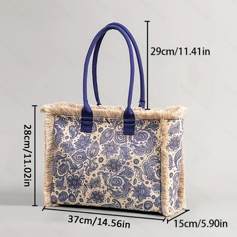 Totebao Bohemian Retro Shoulder Bag Zipper Handbag Large Capacity Canvas Bag Printed