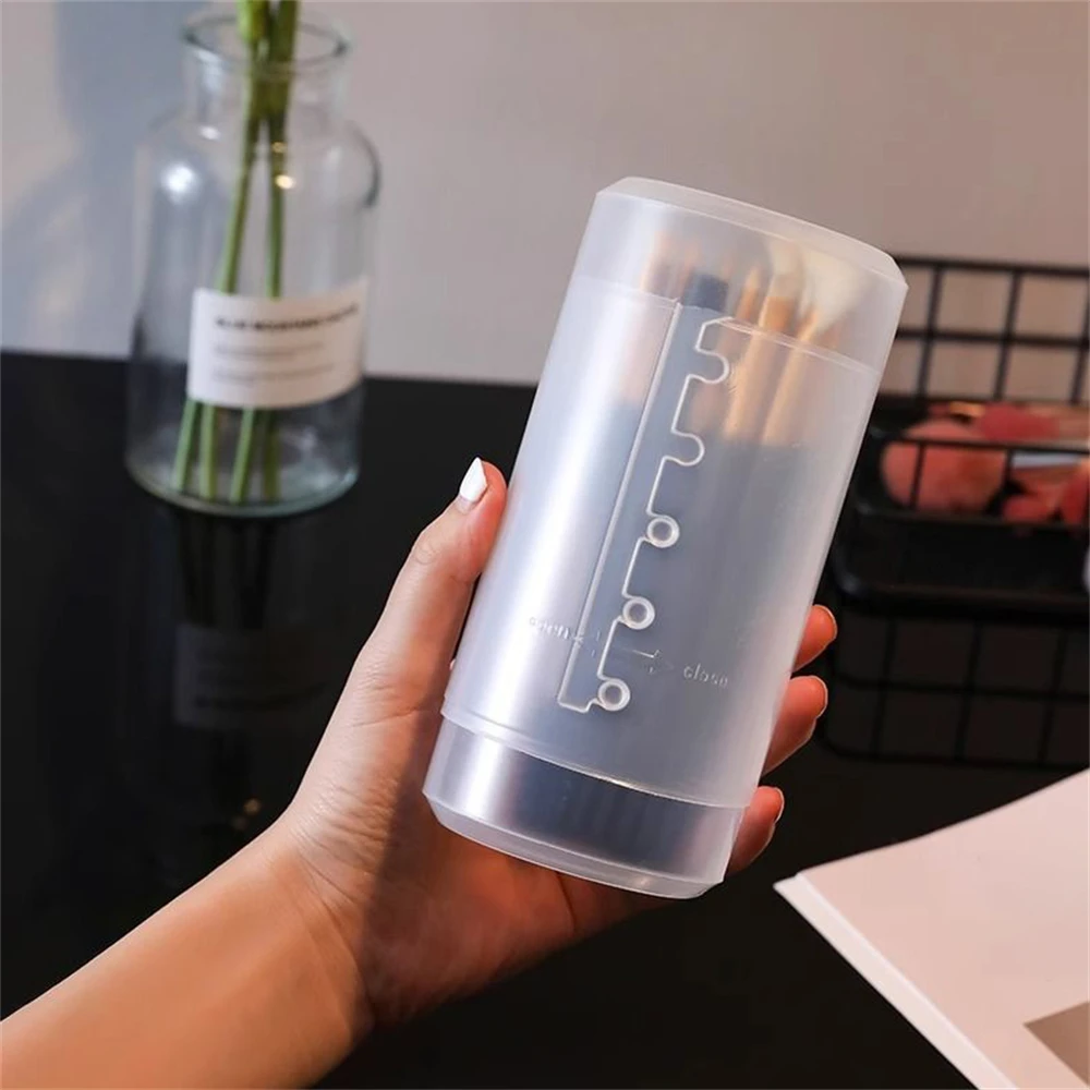 1PC Adjustable Height Large Capacity Makeup Brush Organizer - Portable Waterproof Transparent Plastic Storage Box