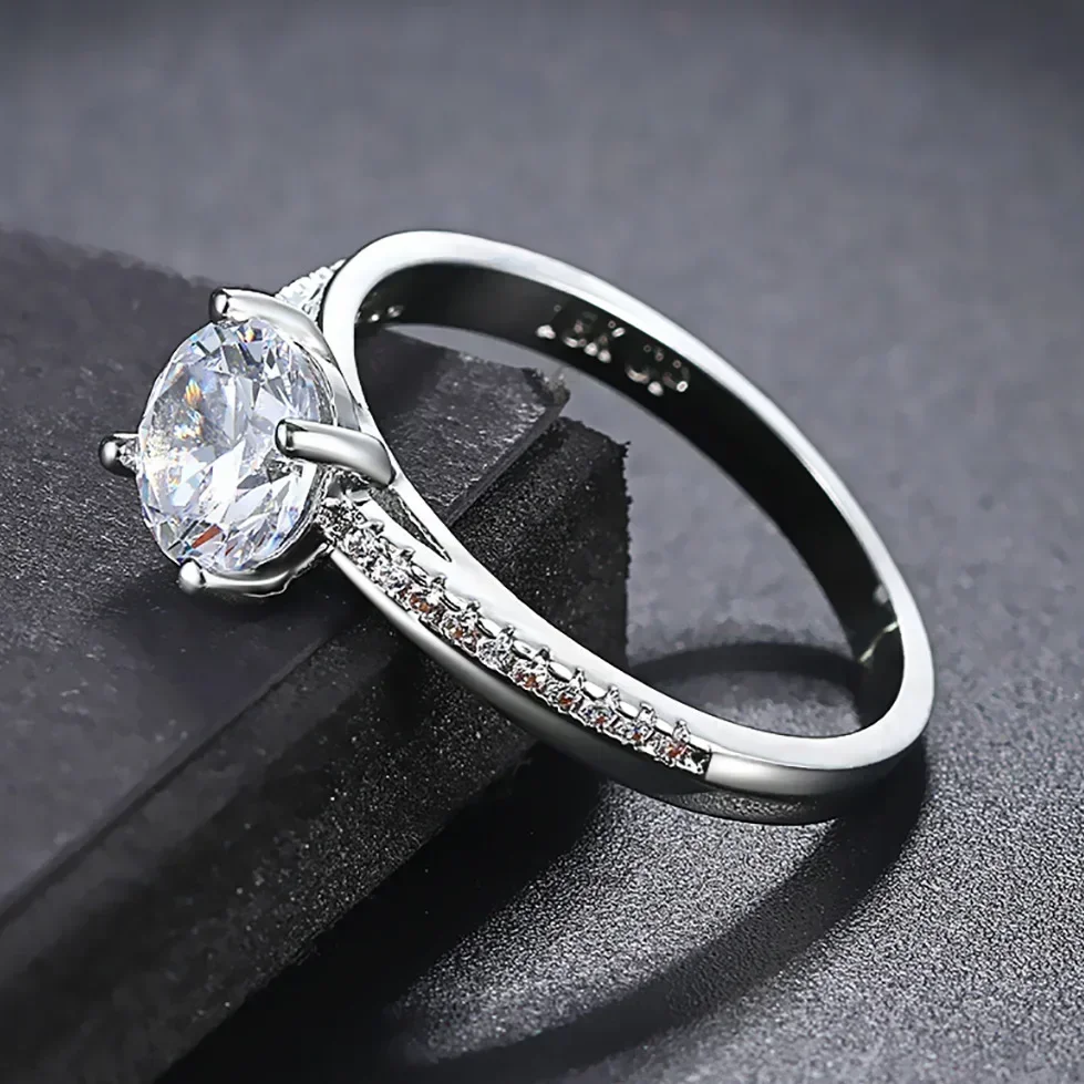 Luxury Women Trendy Shiny Inlaid Zircon Crystal Love Forever Ring Silver Colour Wedding Party Accessory Fashion Jewelry Gift