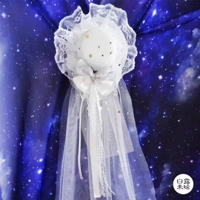 Lolita fairy flower wedding starry sky headdress retro gorgeous star veil cross top hat flower ball hairpin