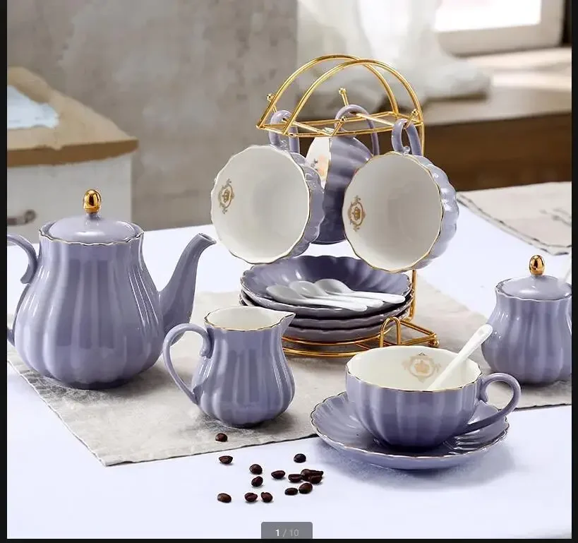 

Light Luxury Coffee Cup and Saucer Set Milk Pot Sugar Pot Coffee Appliance British Style Home Office Tea Set Teapot Ceramic Mug