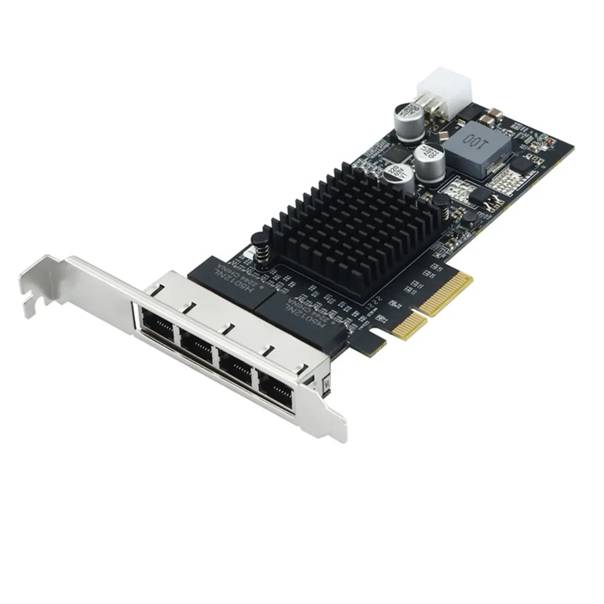 4-Port Gigabit PoE+ PCIe Server Adapter I350 Chip IEEE 802.3at, 30W Power Per Port, PCIe Network Card for IP Cameras