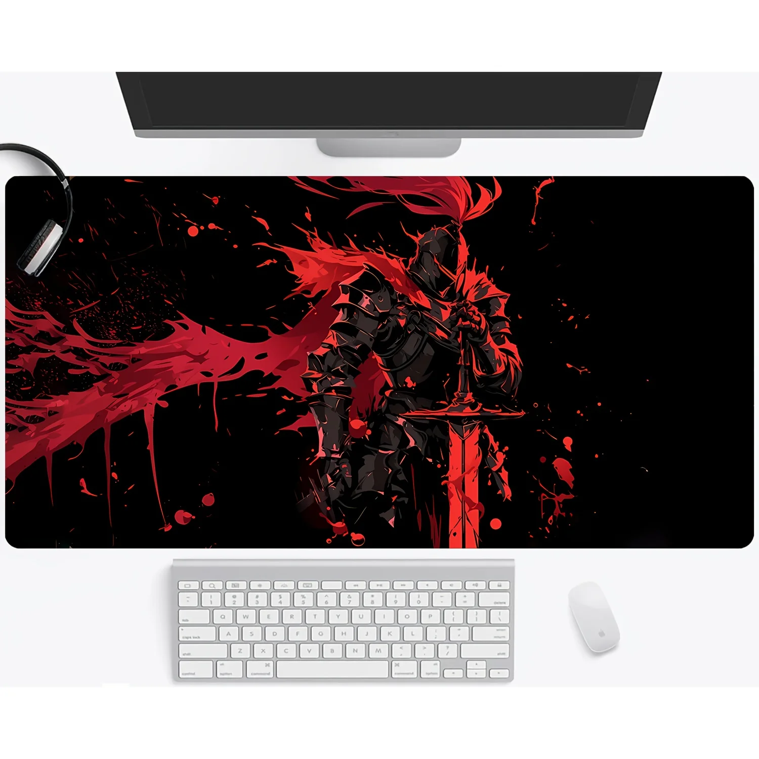 

Black and Red Knight Mouse Pad Large Rubber Anti-slip PC Desk Accessories Mousepad for Offices and Gamer Keyboard Mats Decor Mat