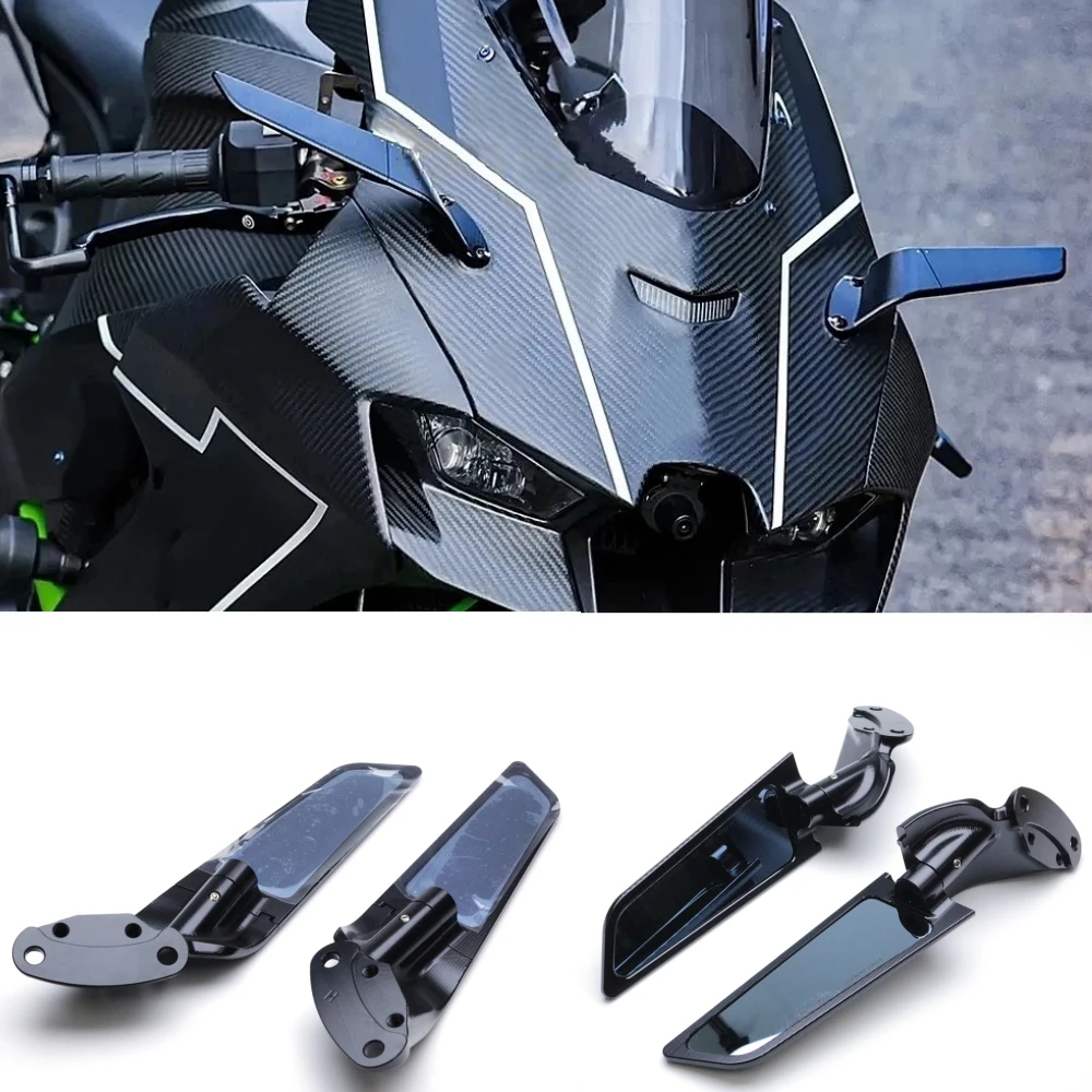 النينجا ZX-10R المرايا الدوارة المرايا الشبح لكاواساكي نينجا ZX-10R SE ZX-10 RR ZX10R الرياضة الجنيحات طقم مرايا قابل للتعديل
