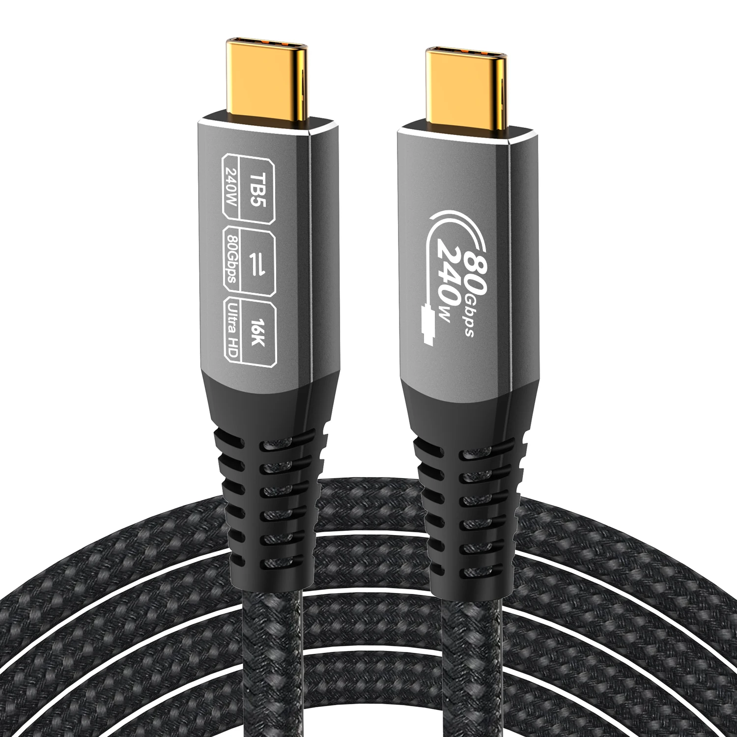 

CABLEDECONN 80Gbps Thunderbolt 5 Cable with up to 120Gbps Bandwidth Amplification and 240W Charging Power