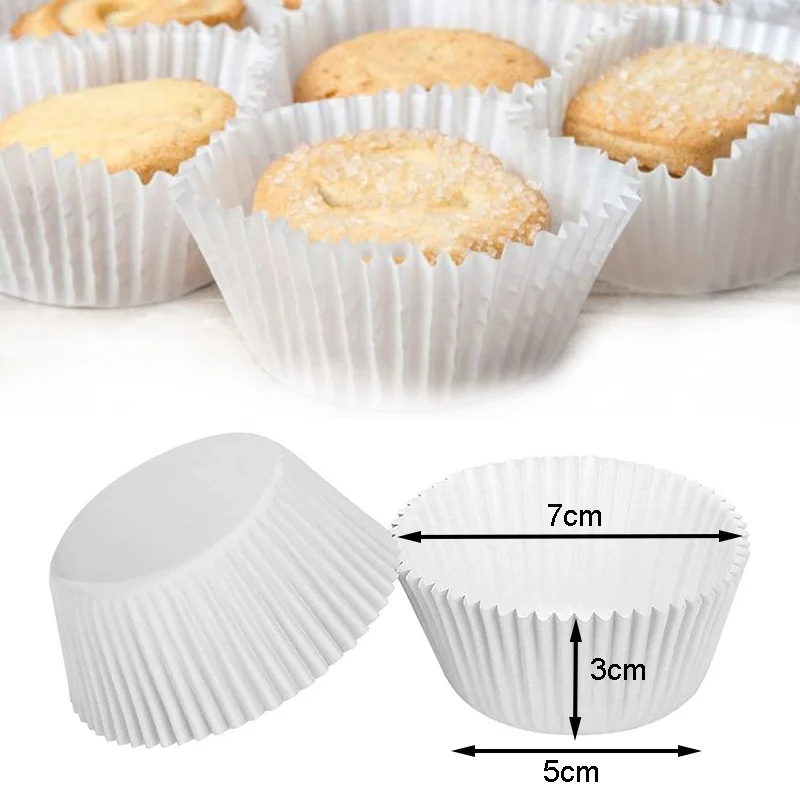 Mini White Paper Cups for Cake, Cupcake Liner, Baking Muffin Box, Cup Case, Tray Cake Mold, Kitchen Pastry Tools, 100Pcs