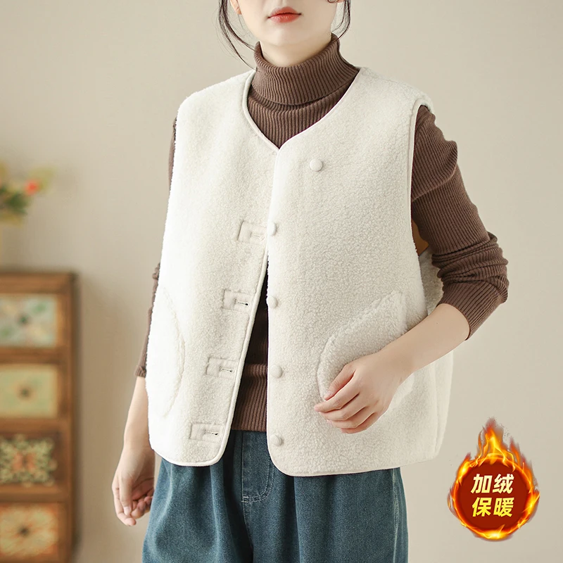 

White Lambswool Waistcoat Waistcoat Female Autumn and Winter Outside the Stacked Jacket Small Short Sleeveless Tops