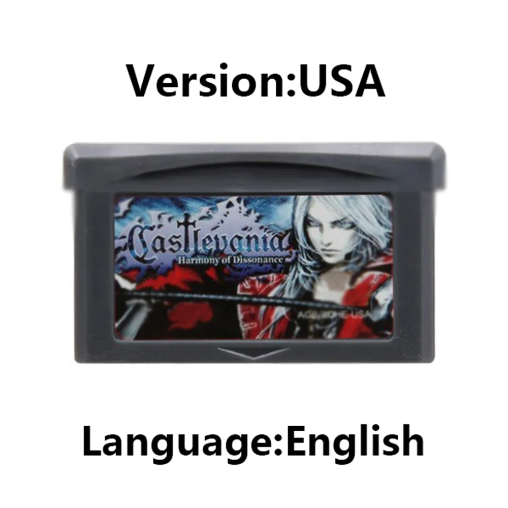 32 Bit Castlevania GBA Game Series Video Game Cartridge Asia of Sorrow Dissonance Double Pack Circle of the Moon for GBASP NDSL