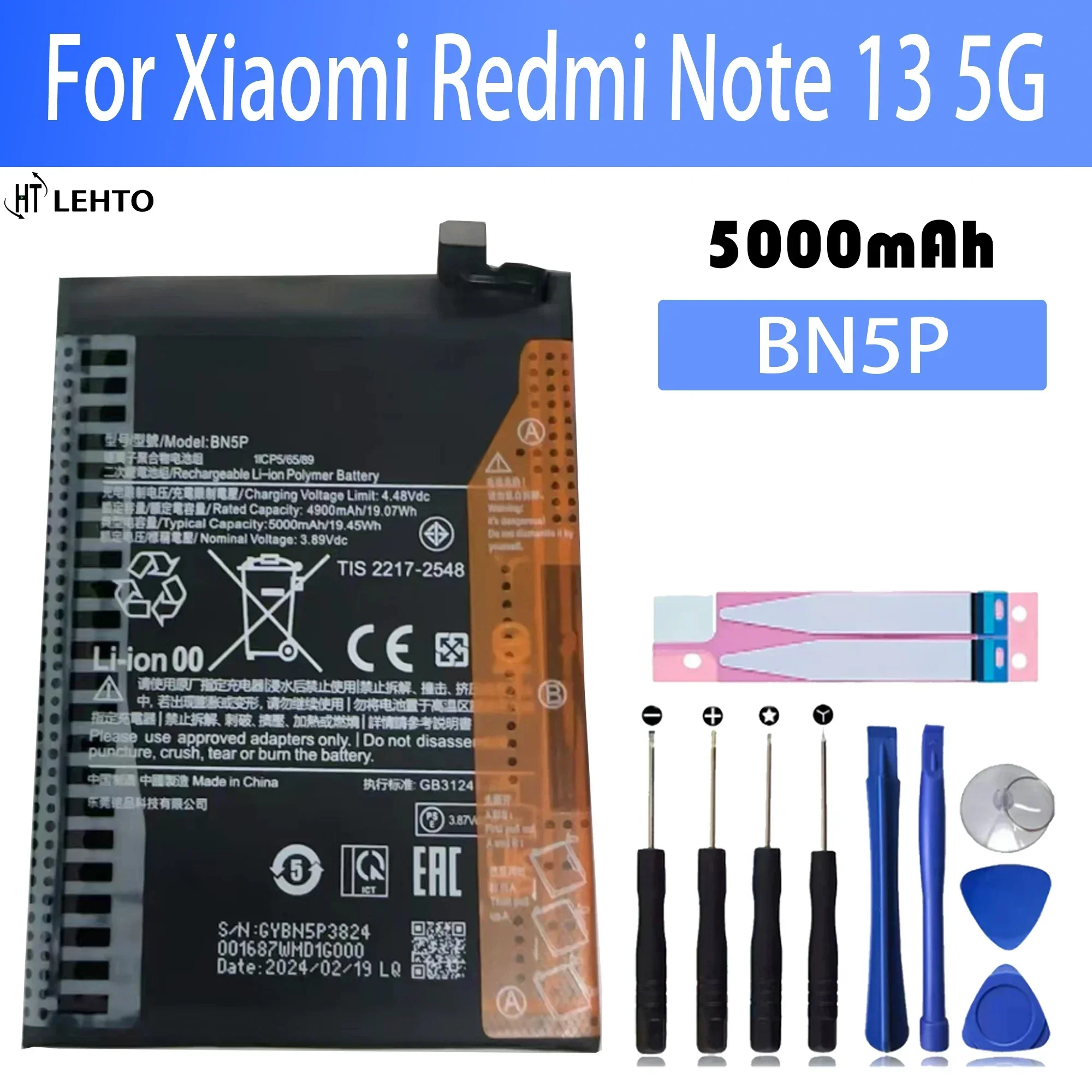 New Replacement Battery BN5P For Xiaomi Redmi note13 Phone Battery+Tools