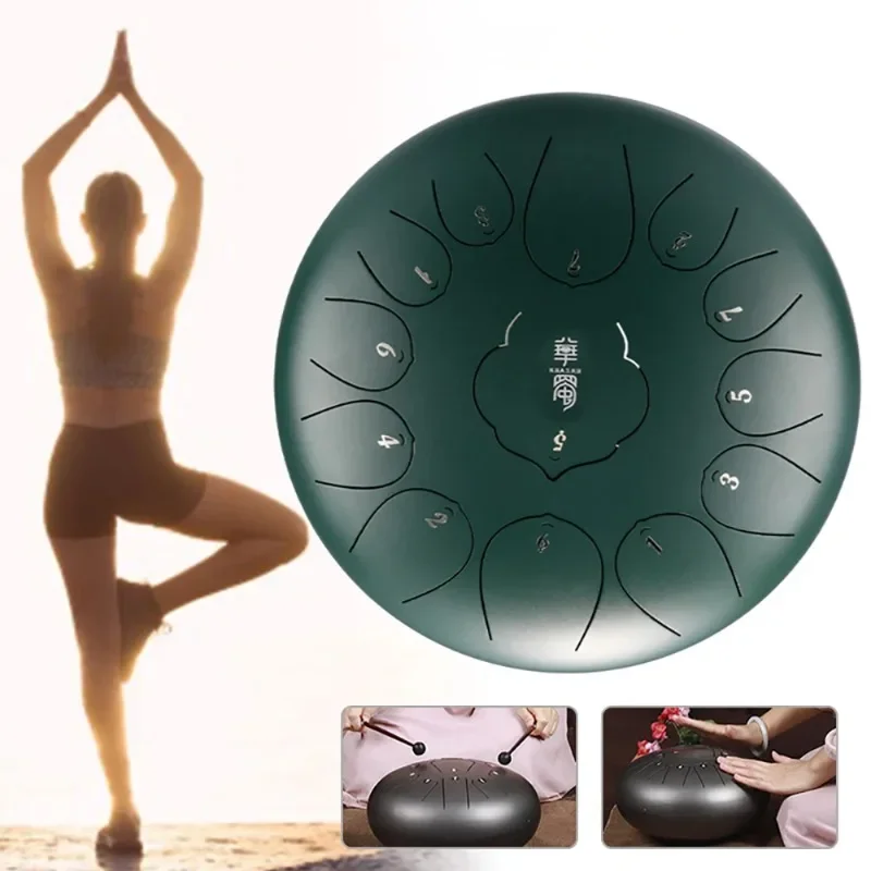 Multicolour 12 Inch 13 Tone Handpan Drum Yoga Meditation Ethereal Drum Steel Tongue Drum Percussion Instruments with Bag