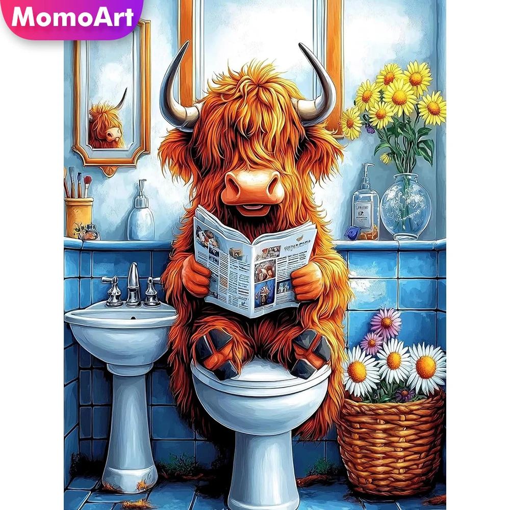Momoart Diamant Mosaik Rinder Tier DIY Voll Platz Runde Diamant Malerei Toilette Neue Ankunft Stickerei Dekor für Zuhause