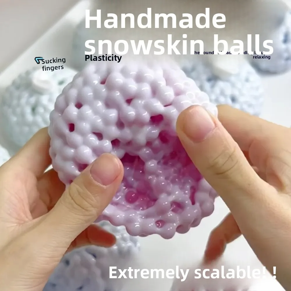Glutinous Rice Ball Squeeze Toy Ice Skin Squishy Ball Slow Rebound Stress Relief Toy for Adults Kids Handmade DIY Crunchy Toy