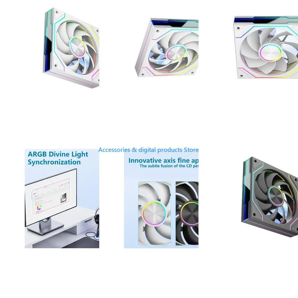 77JD Advanced Cooling 120mm PWM Fan with ARGB Lighting, Infinitys Mirror Design for Desktops and Workstations