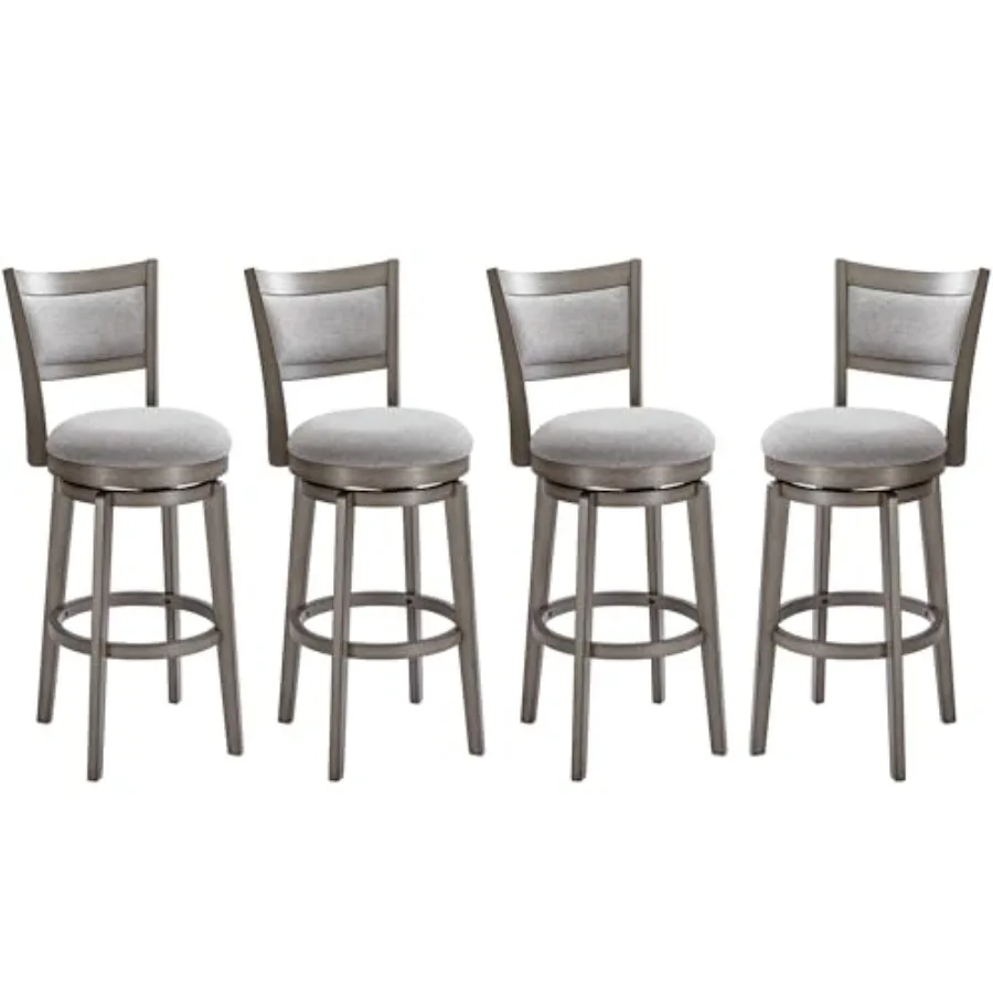 

Swivel Bar Stools Set of 4, 30 Inch Bar Height Barstools, High Back Bar Stool with Solid Wood Legs and Wrap-Around Footrest, Co