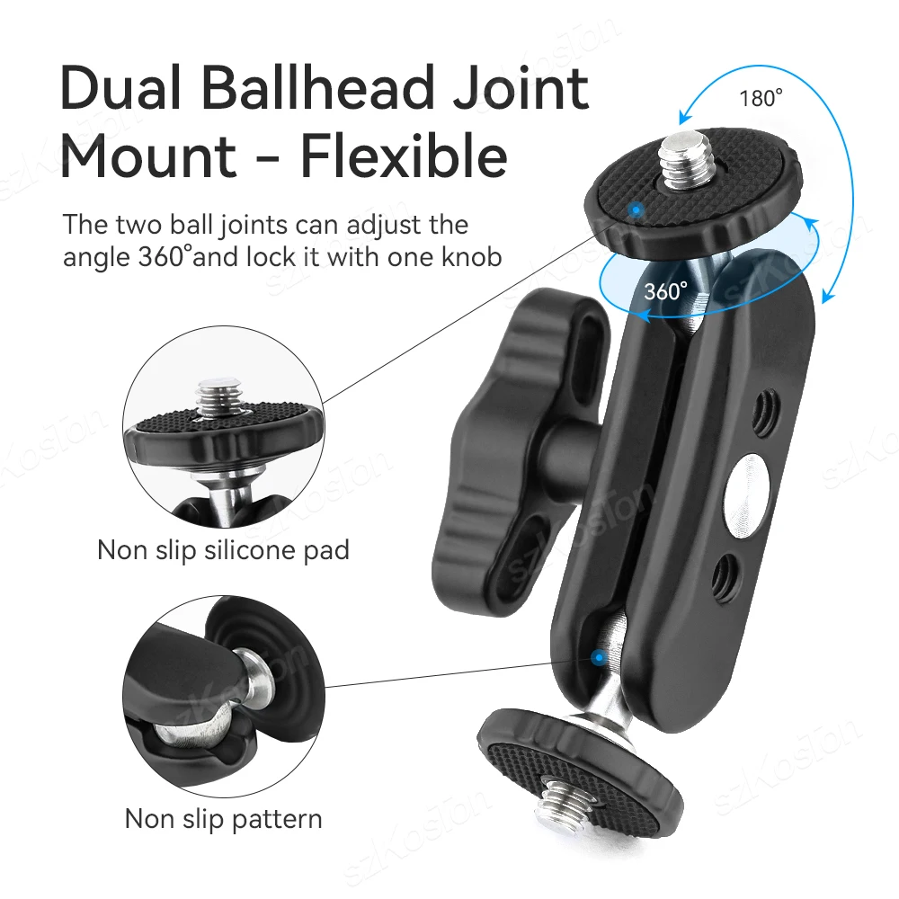 Metal Super Clamp with 360° Ball Head Magic Arm Clamp with 1/4\