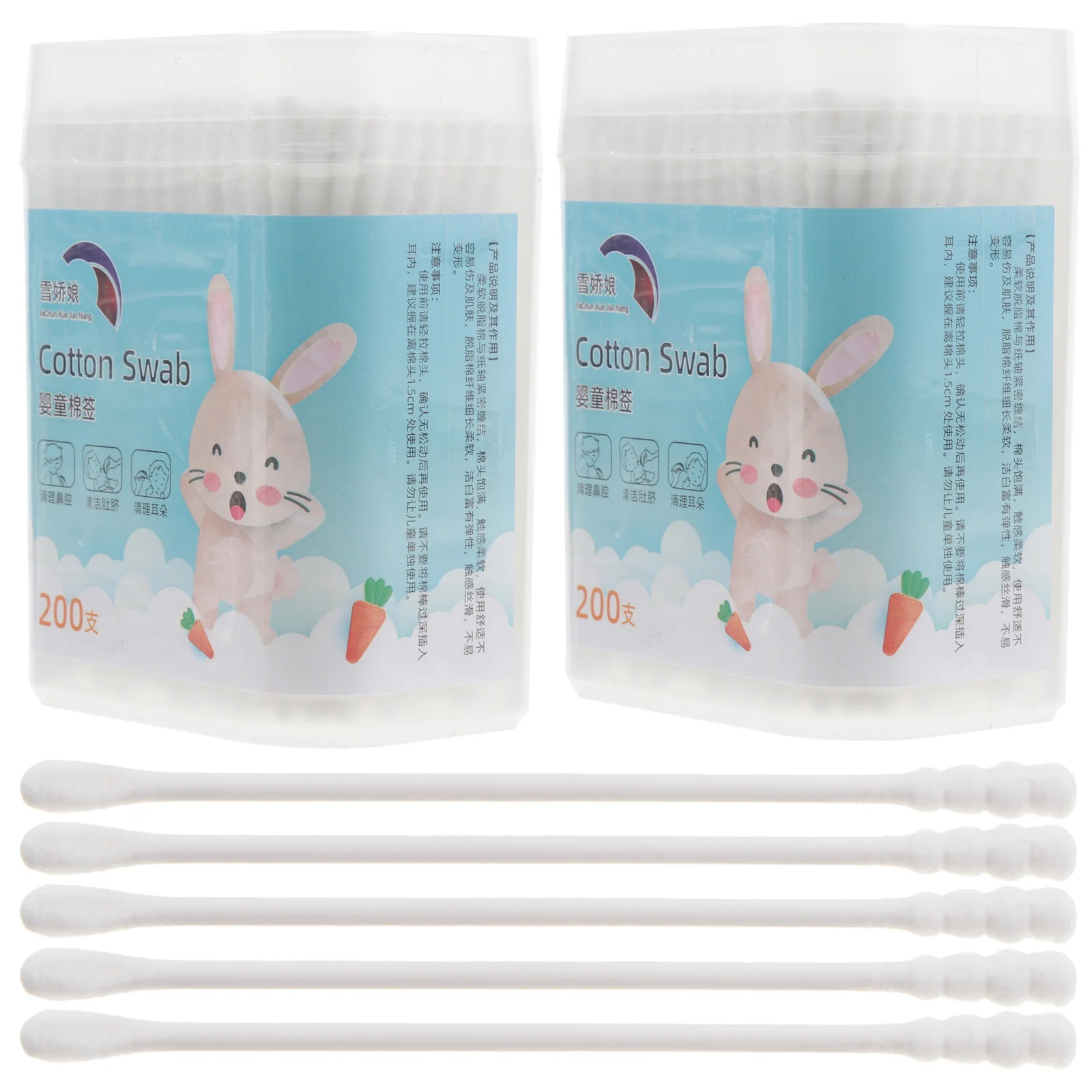 Nariz infantil Cotonetes de algodão, Paper Sticks, Baby Care Buds, Ear Cleaning Sticks, 2 caixas, 400pcs