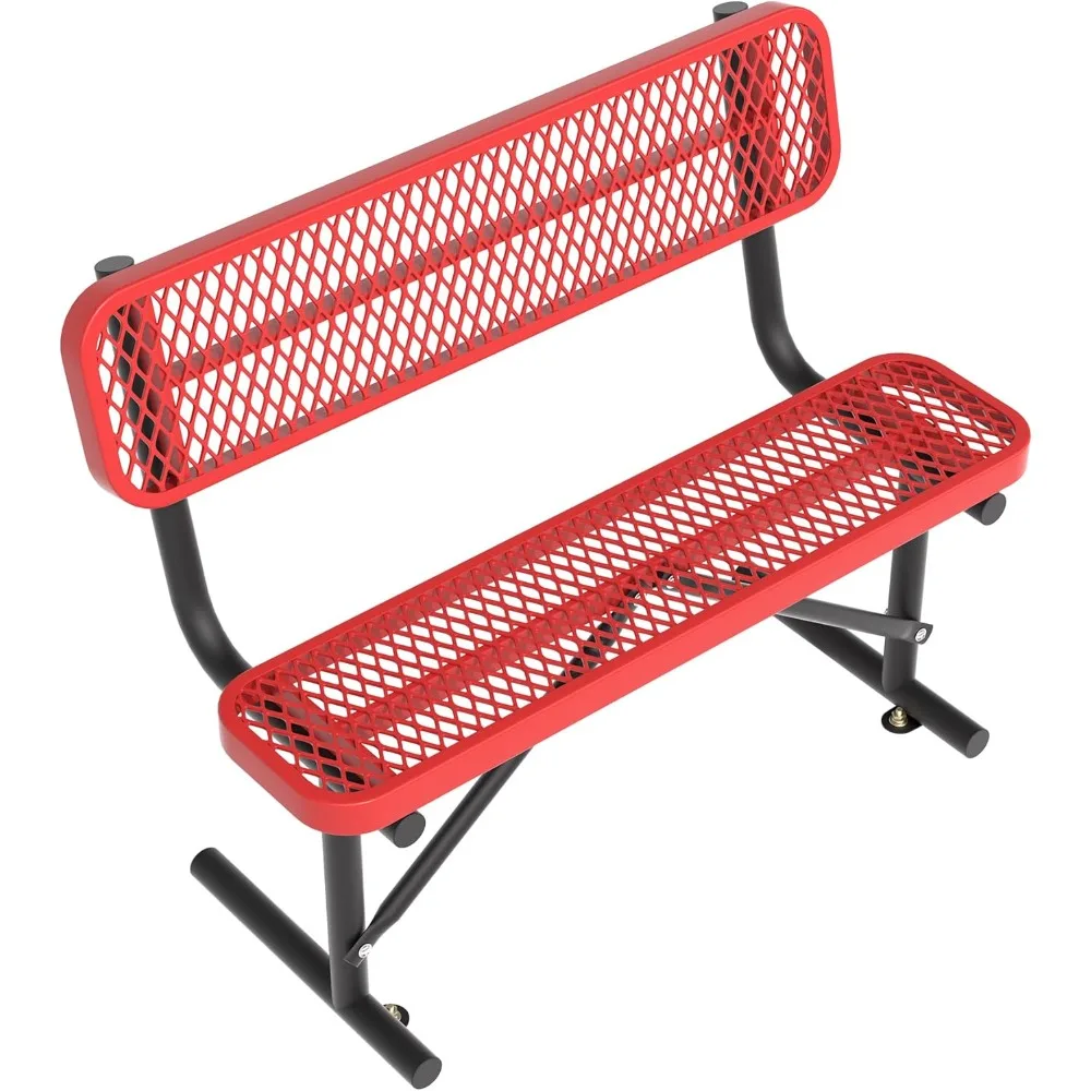 

Park Bench with Back Portable Frame, Outdoor Steel Bench with Backrest, Outdoor Park Expanded Metal Mesh