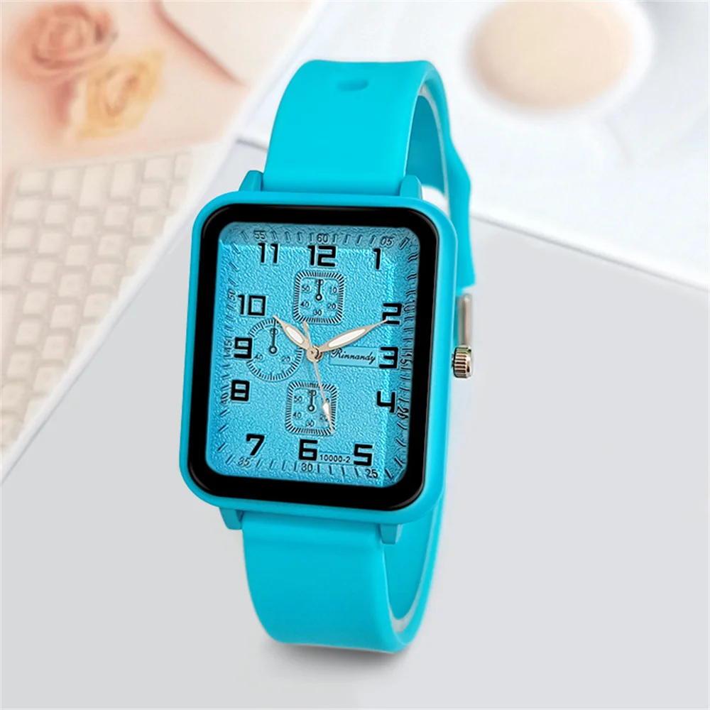 Ladies Fashion Sports Digital Square Design Casual Brown Silicone Women's Dress Versatile Gift Hot selling Watches