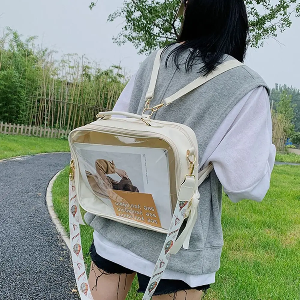 Candy Color Transparent Backpack Large Capacity Korean Style Dual Purpose Bag Crossbody Square Fashion Jelly Bag Shopping Bags