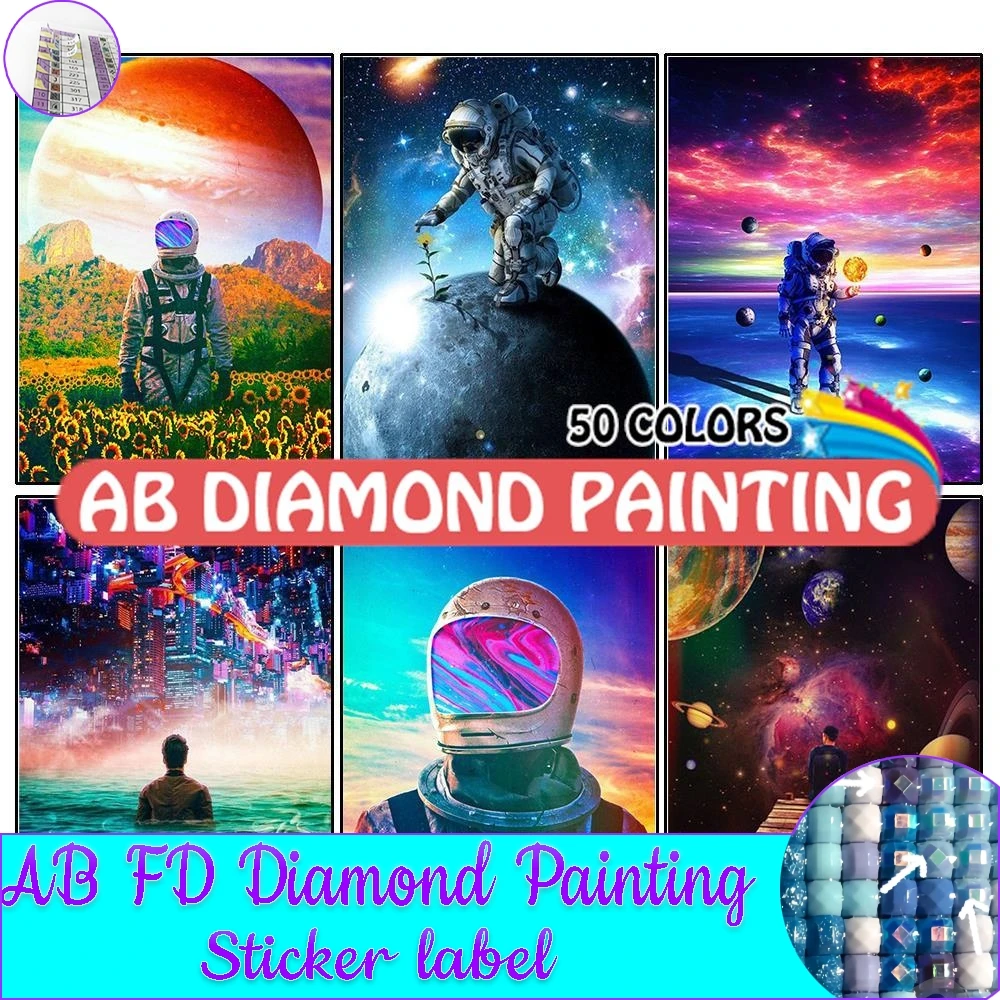 

50 Colors Diamond Painting AB Rhinestones Universe Mosaic Astronaut Beads Embroidery Landscape Handicraft Hobby Home Decor