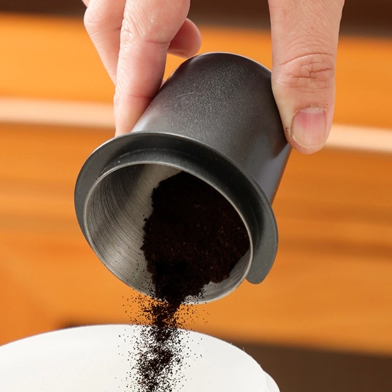 Professional Grades Coffee Dosing Cup Rustproof Stainless Steel Coffee Grounds Dispenser For Home And Commercial Use HX6C