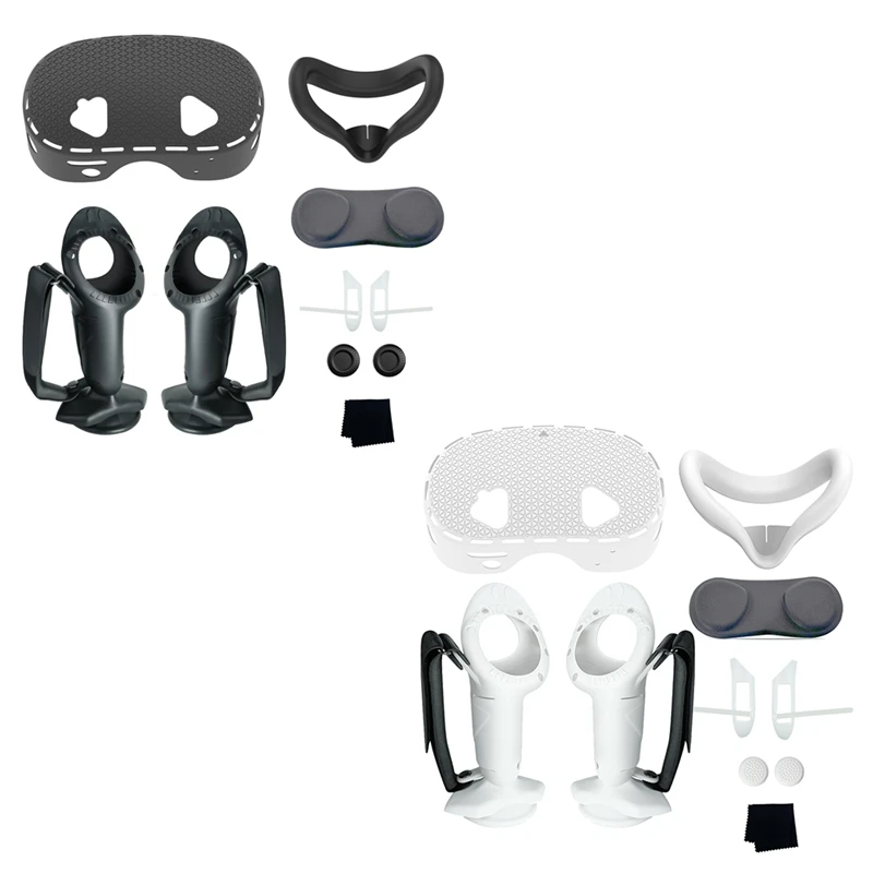 퀘스트 3S 용 보호 케이스 컨트롤러 그립 페이스 커버, 핸드 스트랩 렌즈 커버, 로커 캡 VR 액세서리, 9 인 1
