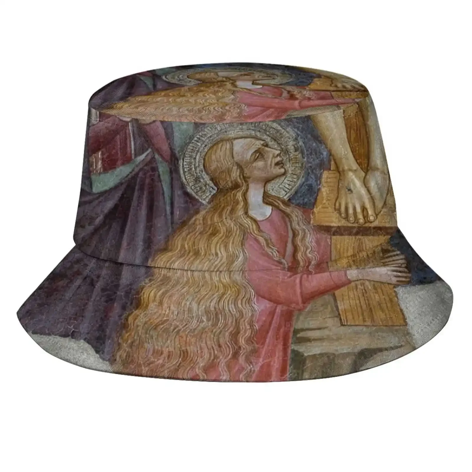 Mary Magdalene At The Feet Of Crucified Christ Print Bucket Hats Sun Cap European Italy Italian Tuscany Volterra Mary Magdalene