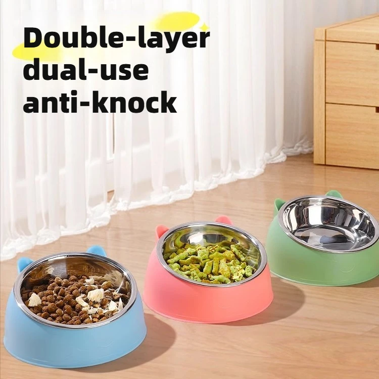 Edelstahl-Katzenfutternapf mit Rutschfester Basis Niedliches Katzenohren-Design Erhöhter Futter- und Wassernapf für Hund Kätzchen Welpen Sicher Langlebig – Detail 1