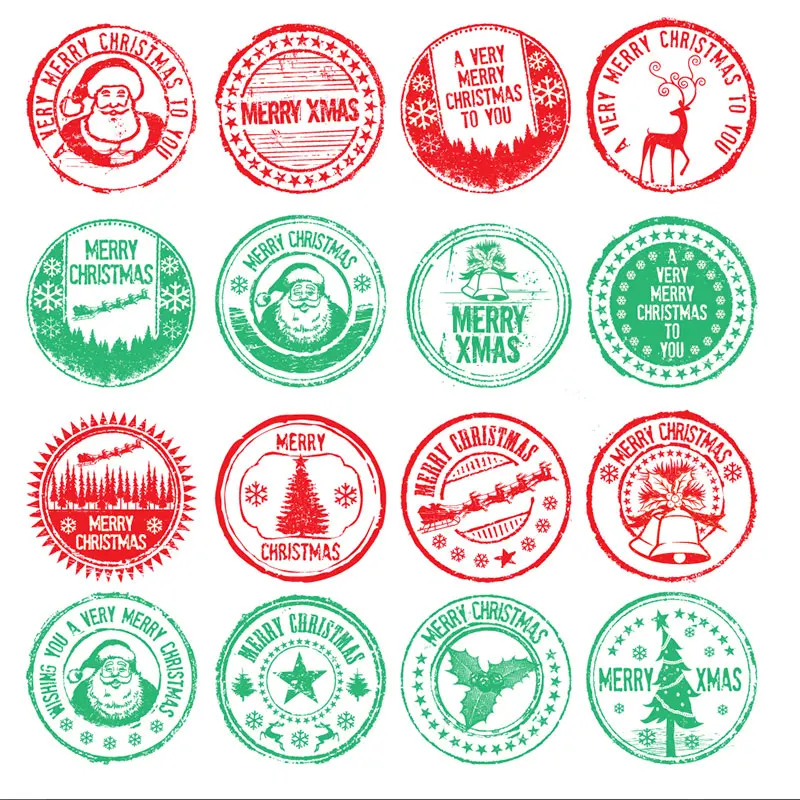 Christmas Self-Inking Stamp 40mm Round Seal Memento Design Seals for GIFT Stamps for Years 2023 New DIY Craft Scrapbooking